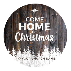 Dark Wood Christmas Come Home Circle InviteCards 