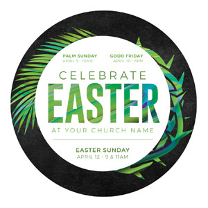 Easter Palm Crown Circle InviteCards 