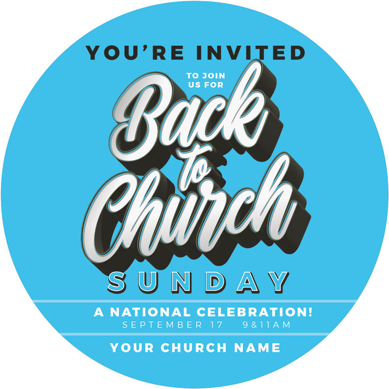 InviteCards, Back To Church Sunday, Back to Church Sunday Celebration Blue, 4 Circle