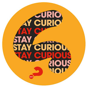 Alpha Stay Curious Orange Circle InviteCards 