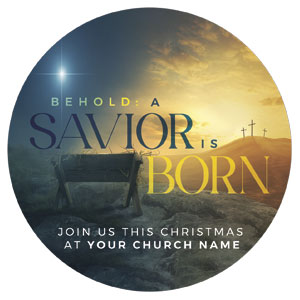 Behold A Savior Is Born Circle InviteCards 