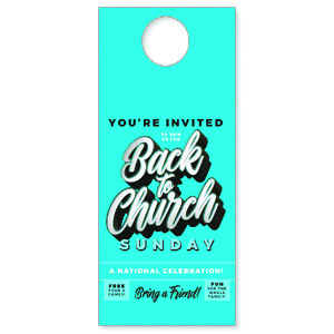 Back to Church Sunday Celebration Blue DoorHangers