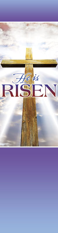 Banners, Easter, Rugged Risen Cross, 2' x 8'