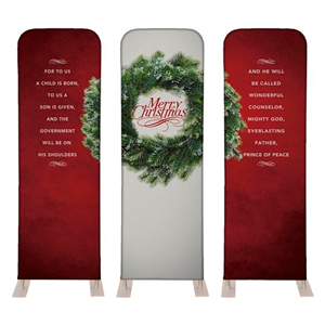 Merry Christmas Wreath Triptych 2' x 6' Sleeve Banner
