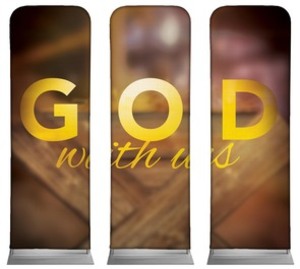God With Us Manger Triptych 2' x 6' Sleeve Banner