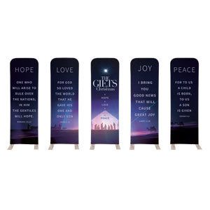 The Gifts of Christmas Advent 5 Banner Set 2' x 6' Sleeve Banner
