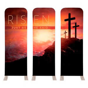 Risen Crosses Triptych 2' x 6' Sleeve Banner