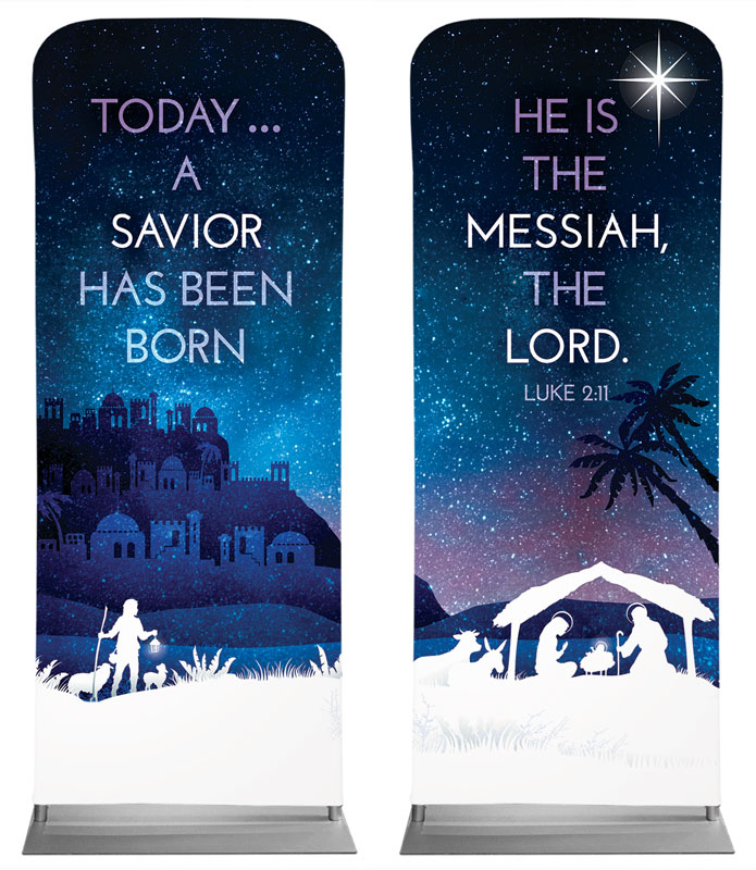 Banners, Christmas, Bethlehem Blue, 2'7 x 6'7