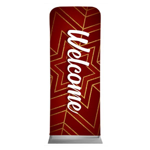 Red and Gold Snowflake Welcome 2'7" x 6'7" Sleeve Banners