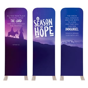 A Season Of Hope Purple Triptych 2' x 6' Sleeve Banner