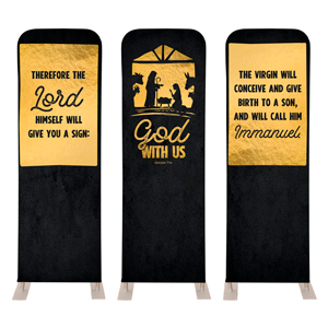 God With Us Gold Triptych 2' x 6' Sleeve Banner