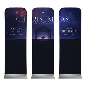 Begins With Christ Manger Triptych 2' x 6' Sleeve Banner