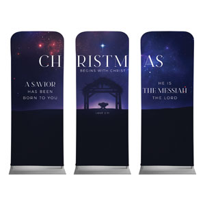 Begins With Christ Manger Triptych 2'7" x 6'7" Sleeve Banners