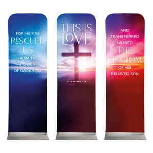 Love Easter Colors Triptych 2' x 6' Sleeve Banner