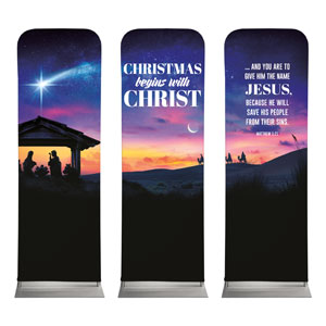 Christmas Begins Star Triptych 2' x 6' Sleeve Banner