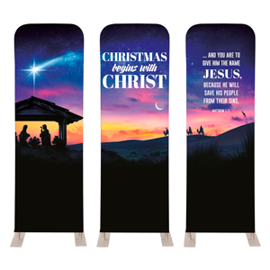 Christmas Begins Star Triptych 2' x 6' Sleeve Banner