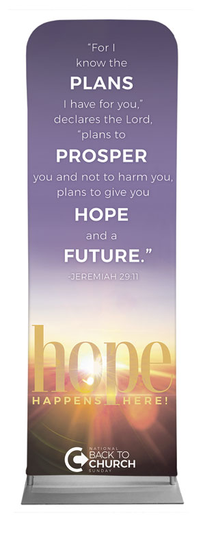 Banners, Back To Church Sunday, BTCS Hope Happens Here Scripture, 2' x 6'
