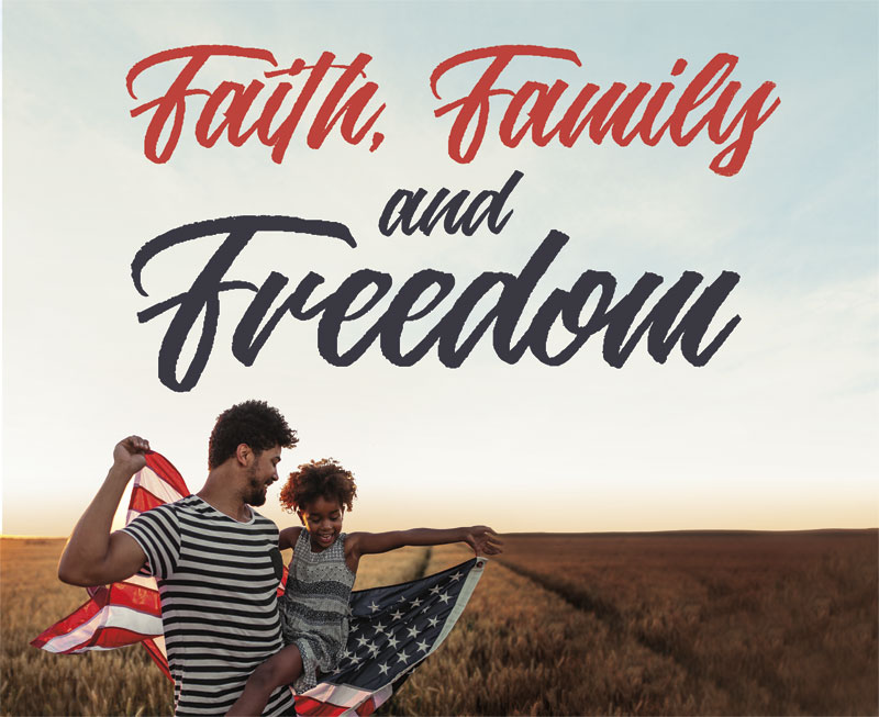 Banners, Encouragement, Faith Family Freedom Together, 9'8 x 7'2