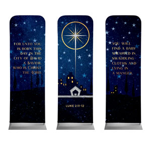 Bethlehem Christmas Star Triptych 2' x 6' Sleeve Banner