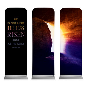 Easter Open Tomb Triptych 2' x 6' Sleeve Banner