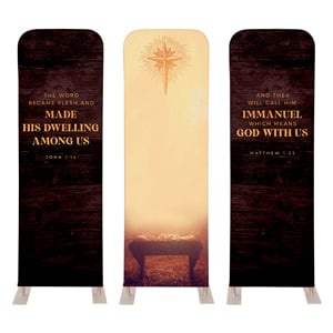 Christmas Gold Manger Triptych 2' x 6' Sleeve Banner