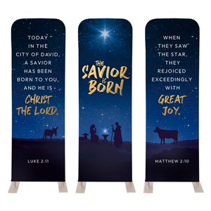Savior is Born Star Triptych 2' x 6' Sleeve Banner