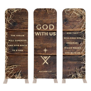 God with Us Straw Triptych 2' x 6' Sleeve Banner