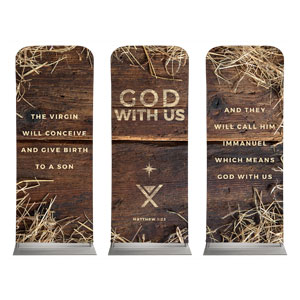 God with Us Straw Triptych 2'7" x 6'7" Sleeve Banners