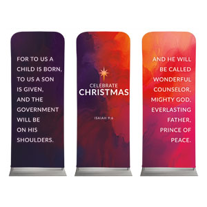 Vibrant Paint Christmas Triptych 2'7" x 6'7" Sleeve Banners