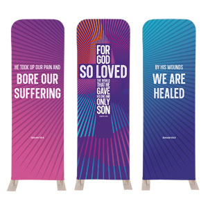 God So Loved Cross Triptych 2' x 6' Sleeve Banner