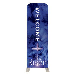 He Is Risen Blue Smoke 2' x 6' Sleeve Banner