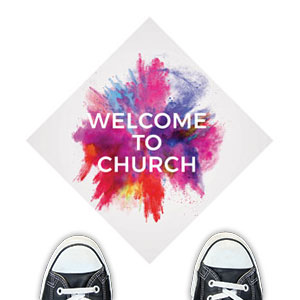 Color Burst Welcome Church Floor Stickers