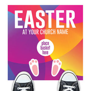 Curved Colors Easter Bunny Feet Floor Stickers