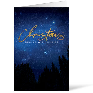 Night Sky Gold Script Christmas Bulletins 8.5 x 11