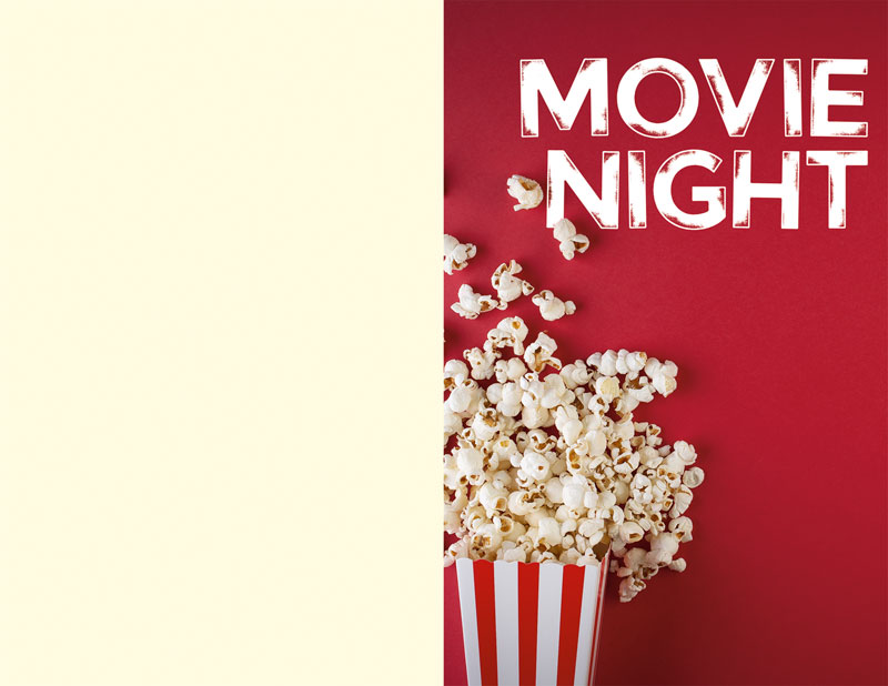 Bulletins, Summer - General, Movie Night Popcorn, 8.5 x 11