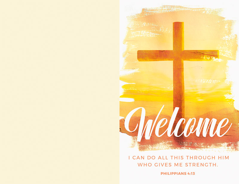 Bulletins, Crosses, Welcome Cross Philippians 4:13, 8.5 x 11