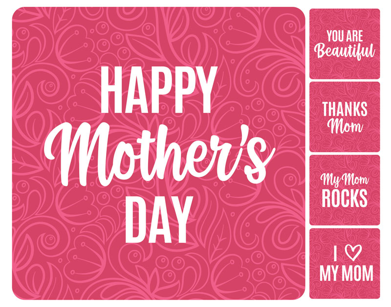 Handheld Signs, Mother's Day, Mother's Day Pink Set, 21 Square