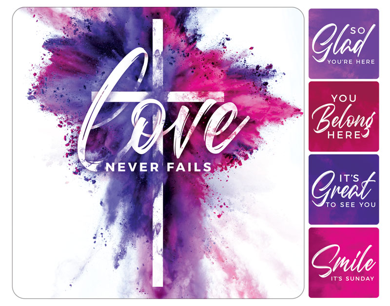 Handheld Signs, Easter, Love Never Fails Set, 21 Square