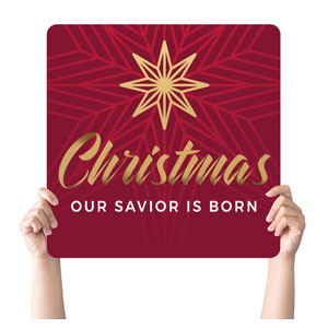 Christmas Gold Star Square Handheld Signs