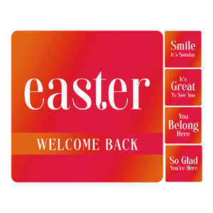 Easter Welcome Back Set Square Handheld Signs