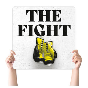 CMU The Fight Yellow Gloves 2022 Square Handheld Signs