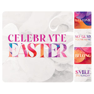 Celebrate Easter Colors Greeter Set Square Handheld Signs