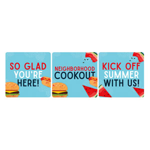 Neighborhood Cookout Set Square Handheld Signs