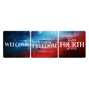 Faith Family Freedom Festival Set Square Handheld Signs