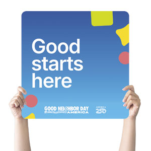 GNDA Good Starts Here Square Handheld Signs