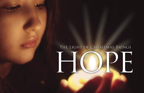 Church Postcards, Christmas, Light Brings Hope, 5.5 X 8.5