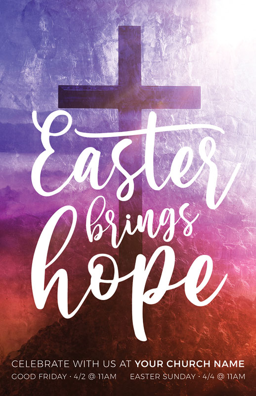 Church Postcards, Easter, Easter Brings Hope Cross, 5.5 X 8.5