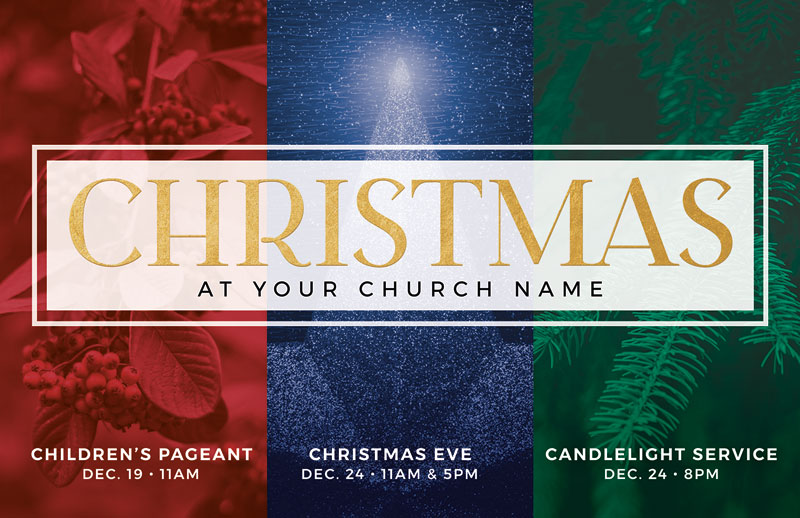 Church Postcards, Christmas, Christmas Events Trio, 5.5 X 8.5