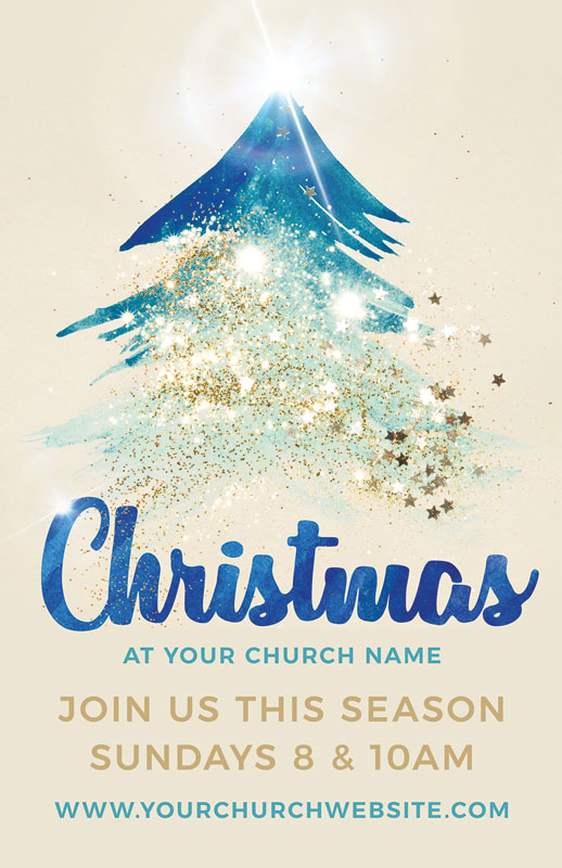 Church Postcards, Christmas, Christmas Sparkle Tree, 5.5 X 8.5