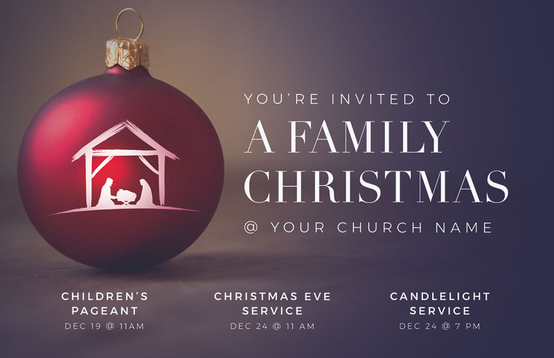Church Postcards, Christmas, You're Invited Family Christmas, 5.5 X 8.5